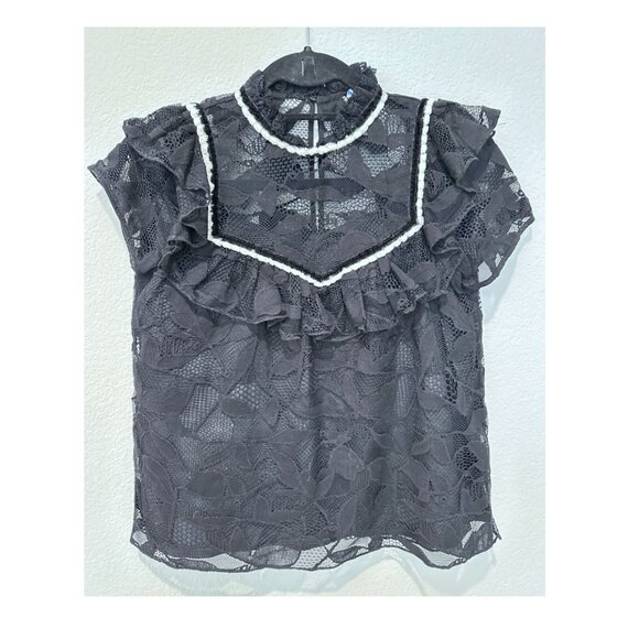 Zara TRF Black Lace Blouse - Picture 1 of 3